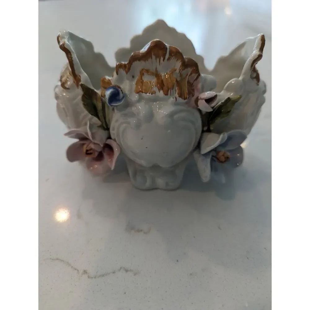 Bone China Vase Hand Painted Made In Italy Cottage Chic Decor Dainty